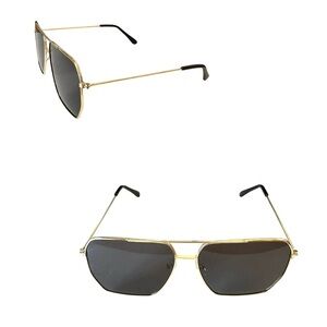 Gold Tone Aviator Sunglasses with Dark Grey Lenses